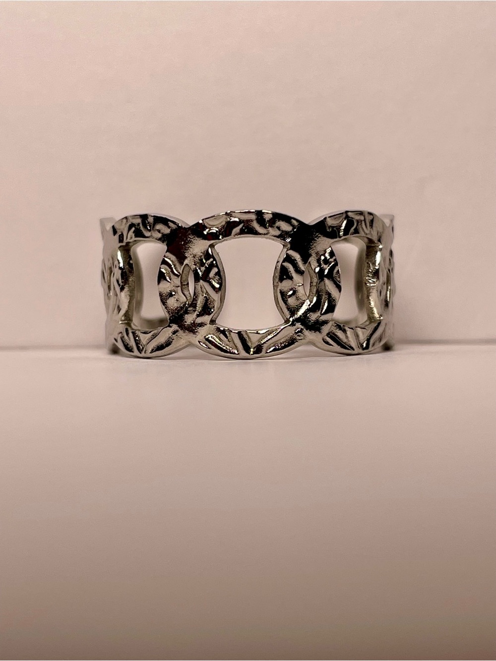 Silver Cut Link Ring